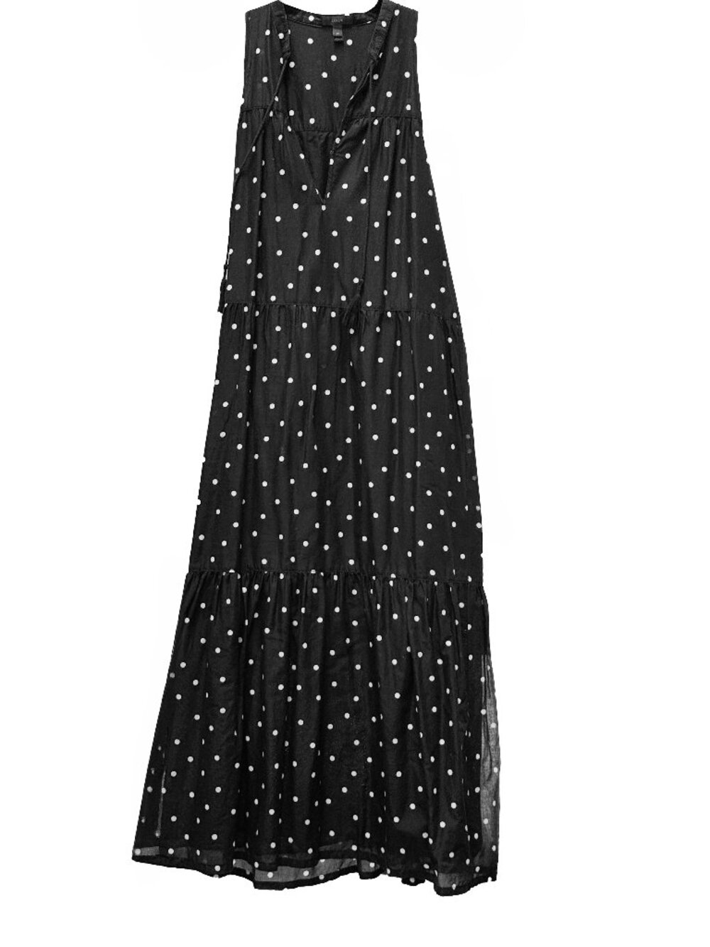 J.Crew Resort tiered maxi dress in black/ivory polka dot XS